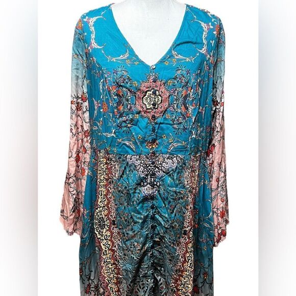 Tolani Collection Asymmetric Hem Button Front Printed Dress - Picture 2 of 8